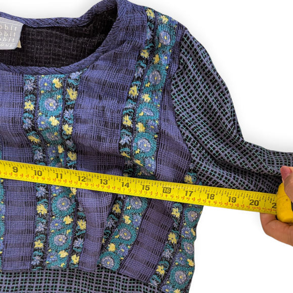 Rabbit Designs Dress Purple Short Sleeve Maxi Layered Round Neck Rayon Sz S - Picture 9 of 10